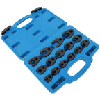 15pc Crowfoot Flare Nut Wrench Set for Ratchet Extension (3/8, 1/2in Drive)