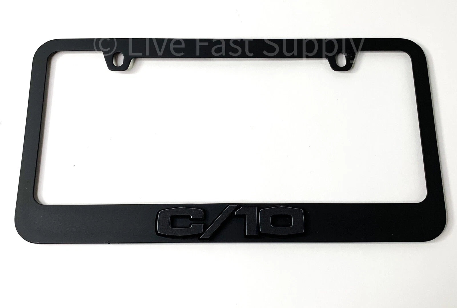 Matte License Plate Frame Gray w Black Outline Script for Chevy C10 (1969–1972)