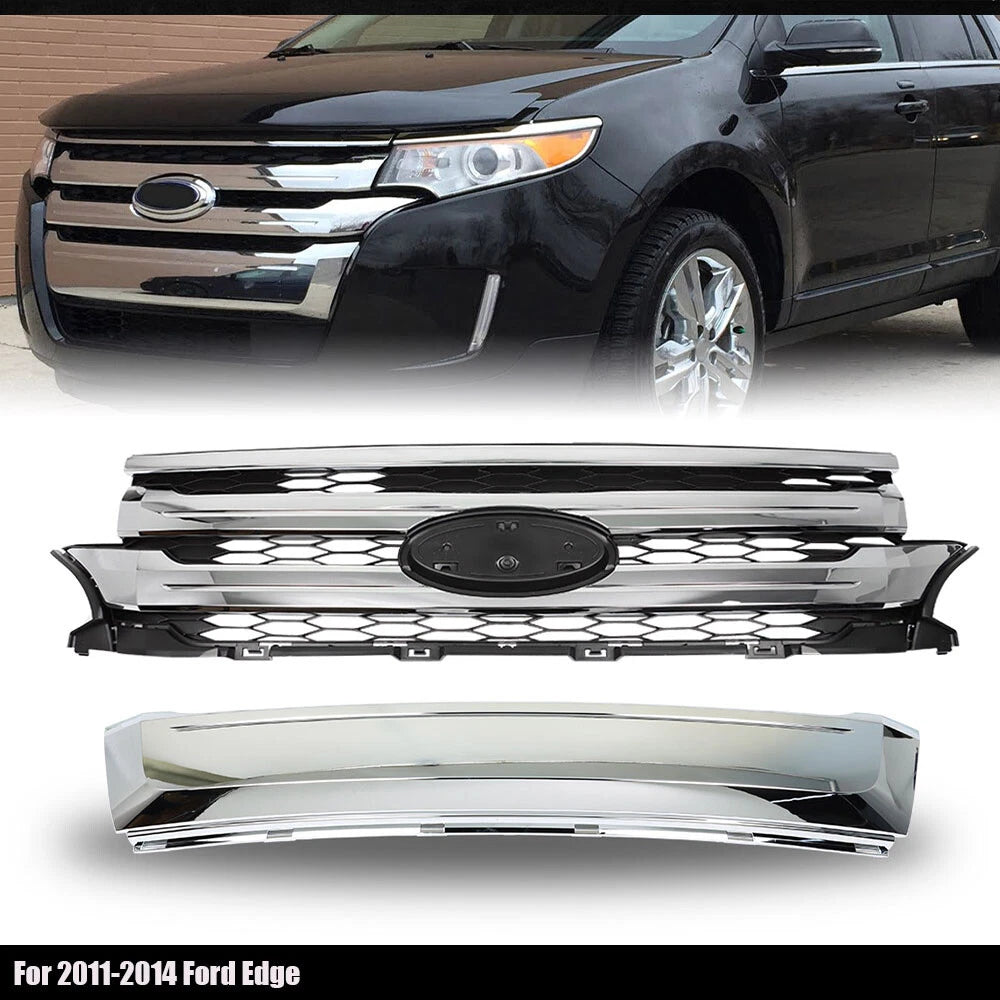 Front Upper Grille Mounting Trim Molding for Ford Edge (2011–2014) Chrome