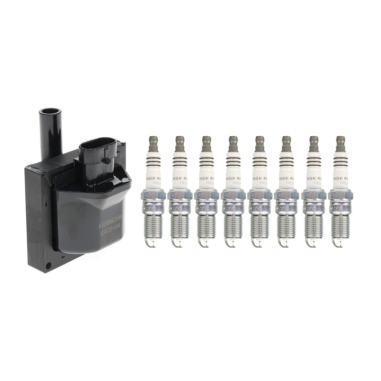 Set of 8 Hitachi Ignition Coils & NGK Ruthenium Spark Plugs for C1500 2500 Tahoe P30 V8