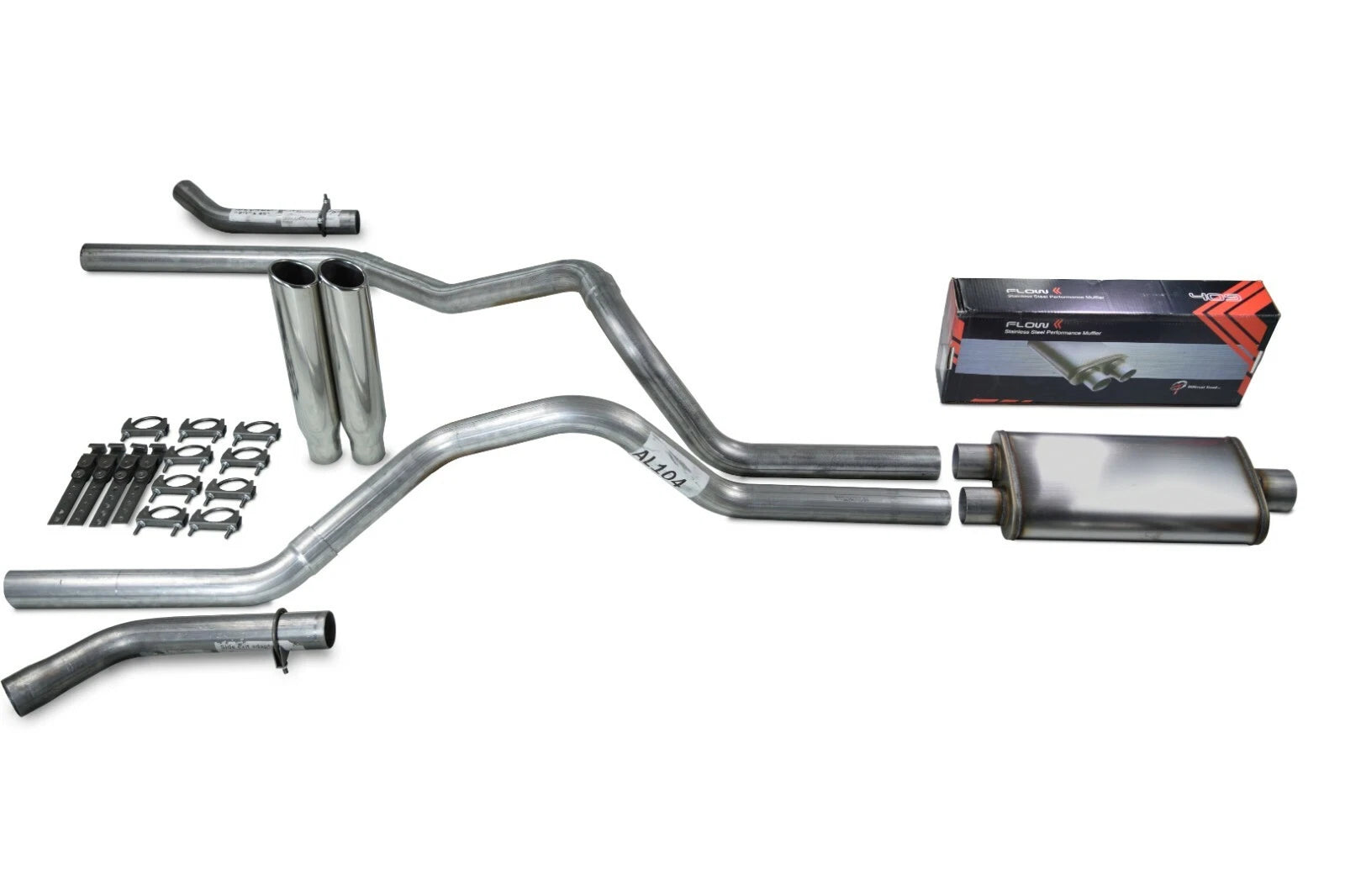 2.5" Dual Exhaust Kit for Dodge Ram 1500 (2004–2008) - Flow II, Clamp-On Tips