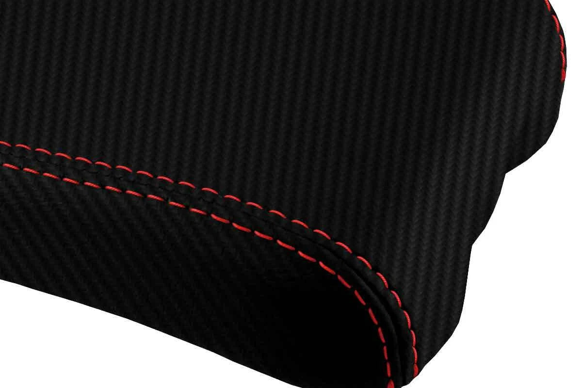 Console Lid Armrest Cover for Lexus ES350 (2007–2009) Carbon Fiber Red Stitch