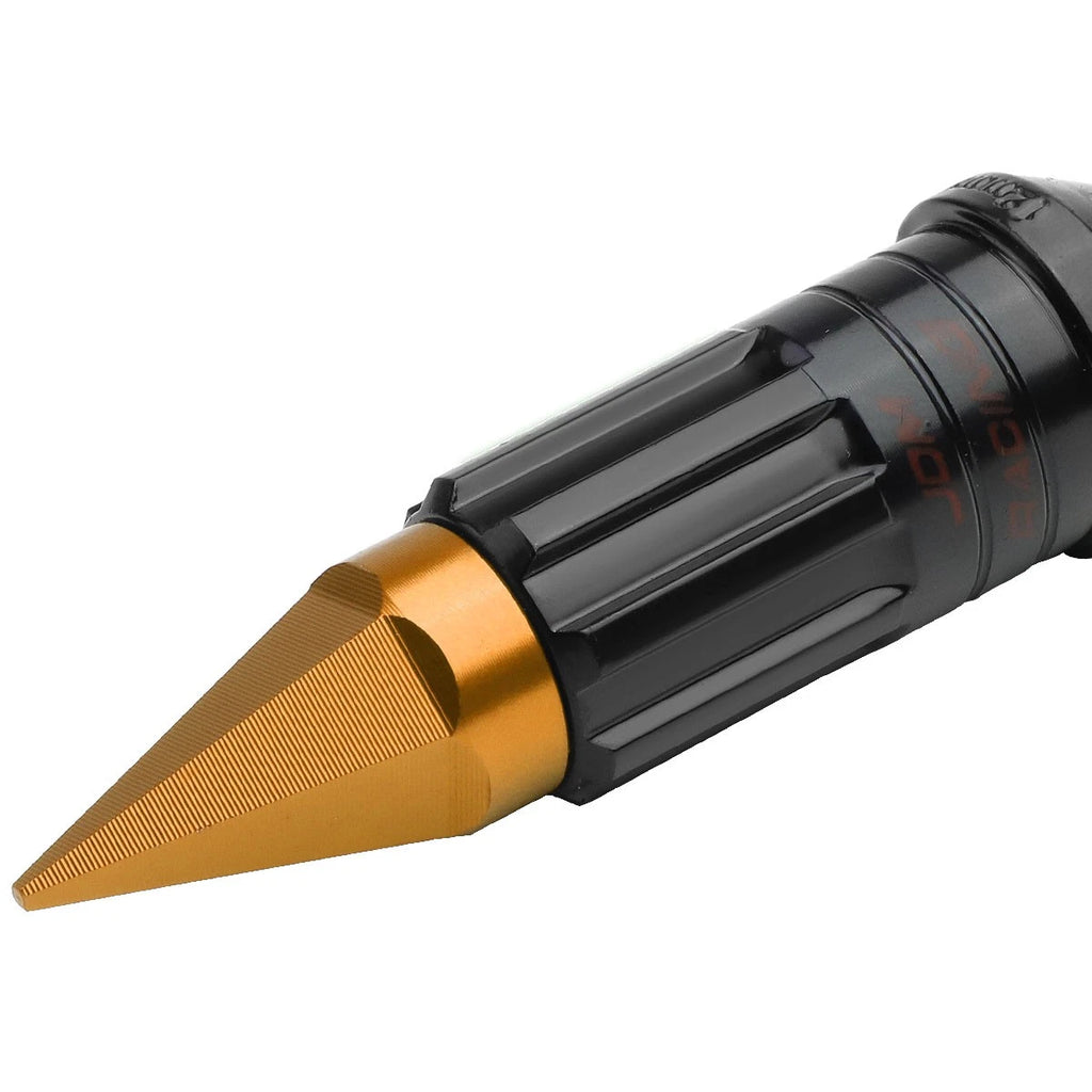 Spiked Cap Steel Orange Rim Lug for + 4 Lock Nuts + Adapter M12x1.5 22mm OD/75mm Tall