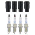 Set of 4 NGK Laser Iridium Spark Plugs & Denso Coil Boot Kit for Dodge Avenger, Caliber (2007–2010)