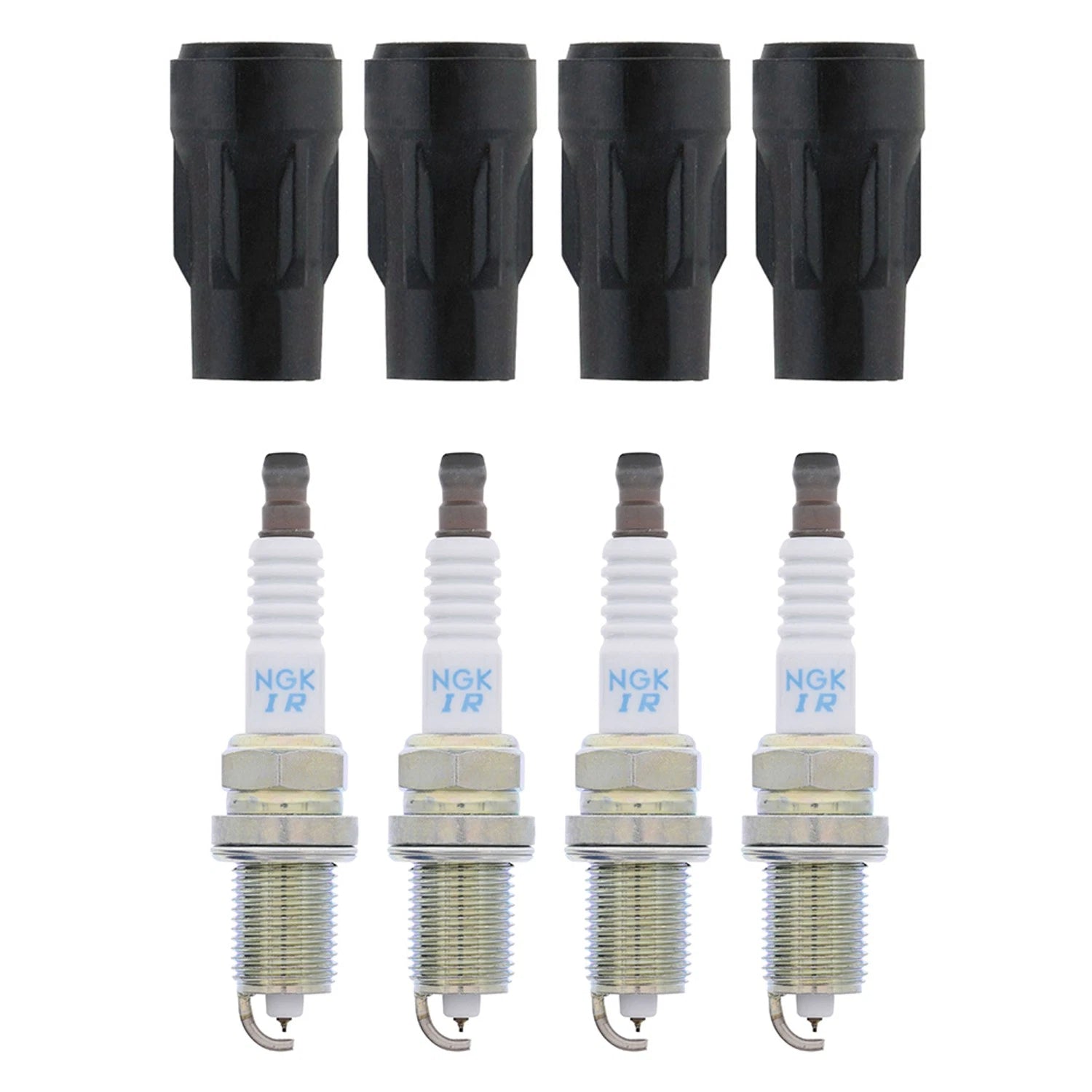 Set of 4 NGK Laser Iridium Spark Plugs & Denso Coil Boot Kit for Dodge Avenger, Caliber (2007–2010)