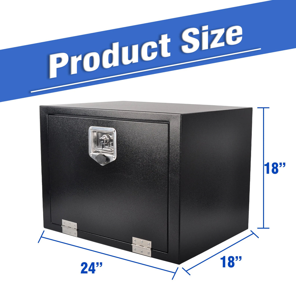 Tool Box for Pickup Truck (24"X18"X18") - Black Steel, Lock & Key