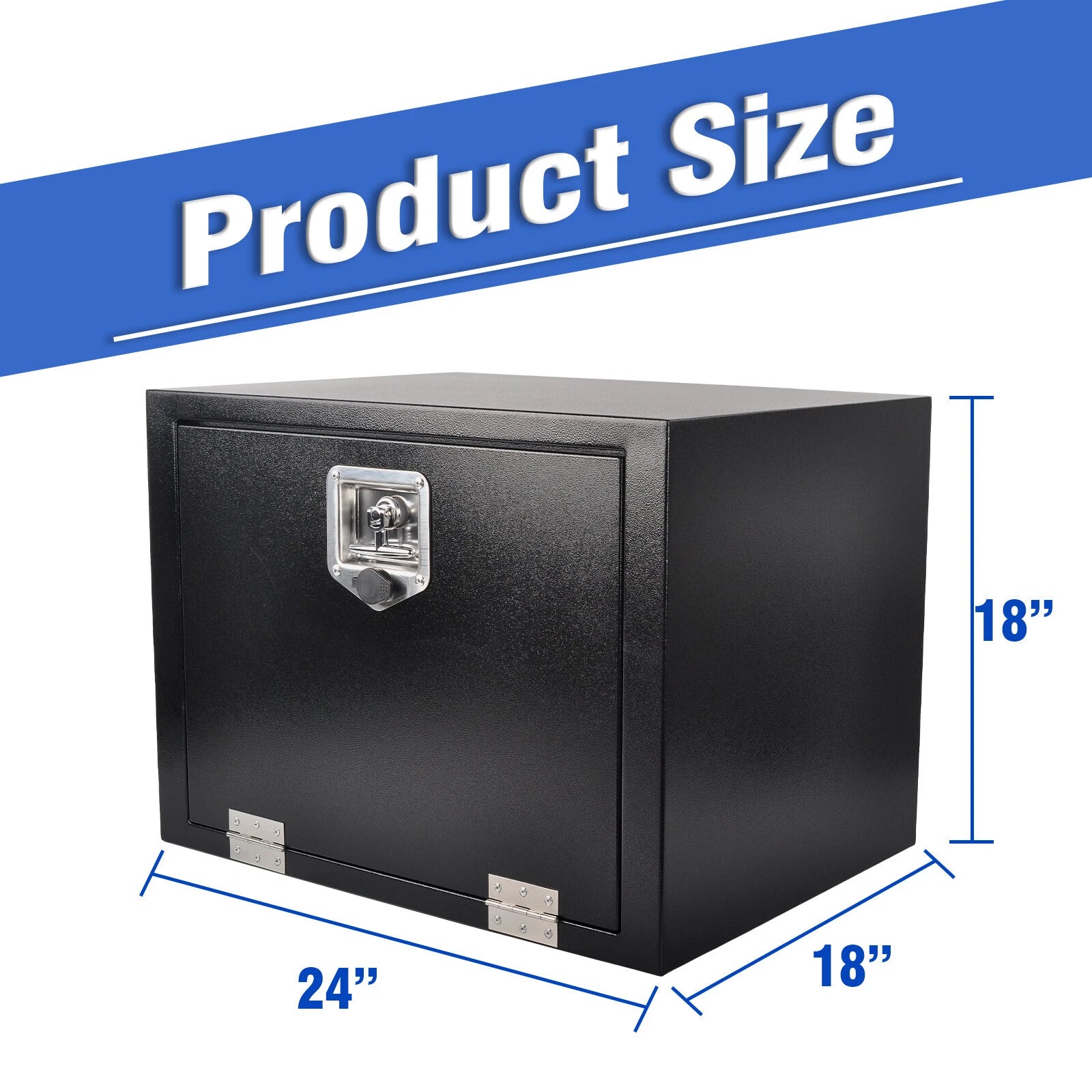 Tool Box for Pickup Truck (24"X18"X18") - Black Steel, Lock & Key