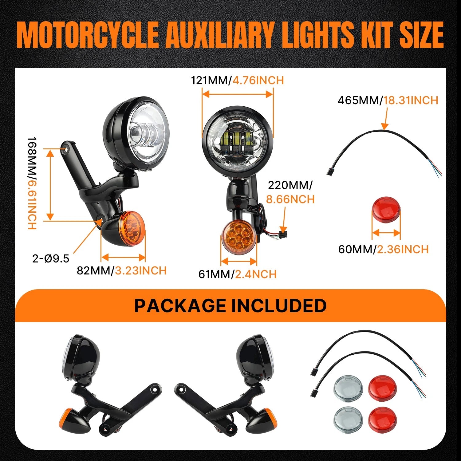 4.5" LED Auxiliary Passing Light w/ Bracket for Harley Touring Road King (1994–2023)