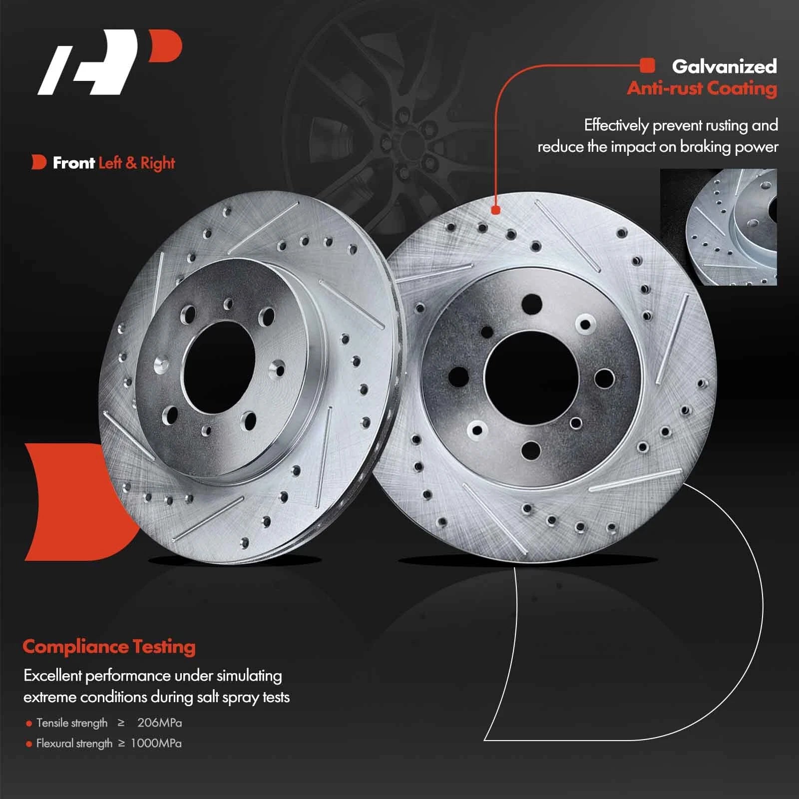 Front Drilled Rotors for Honda Civic (1990-2005)