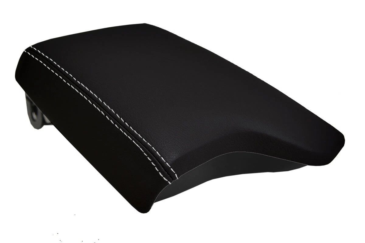 Leather Console Lid Armrest Cover for Ford Ranger (2019–2020) White Stitch