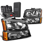 Set of 2 Black/Amber Side Headlight Bumper Lamps for Chevy Silverado (2003–2006)