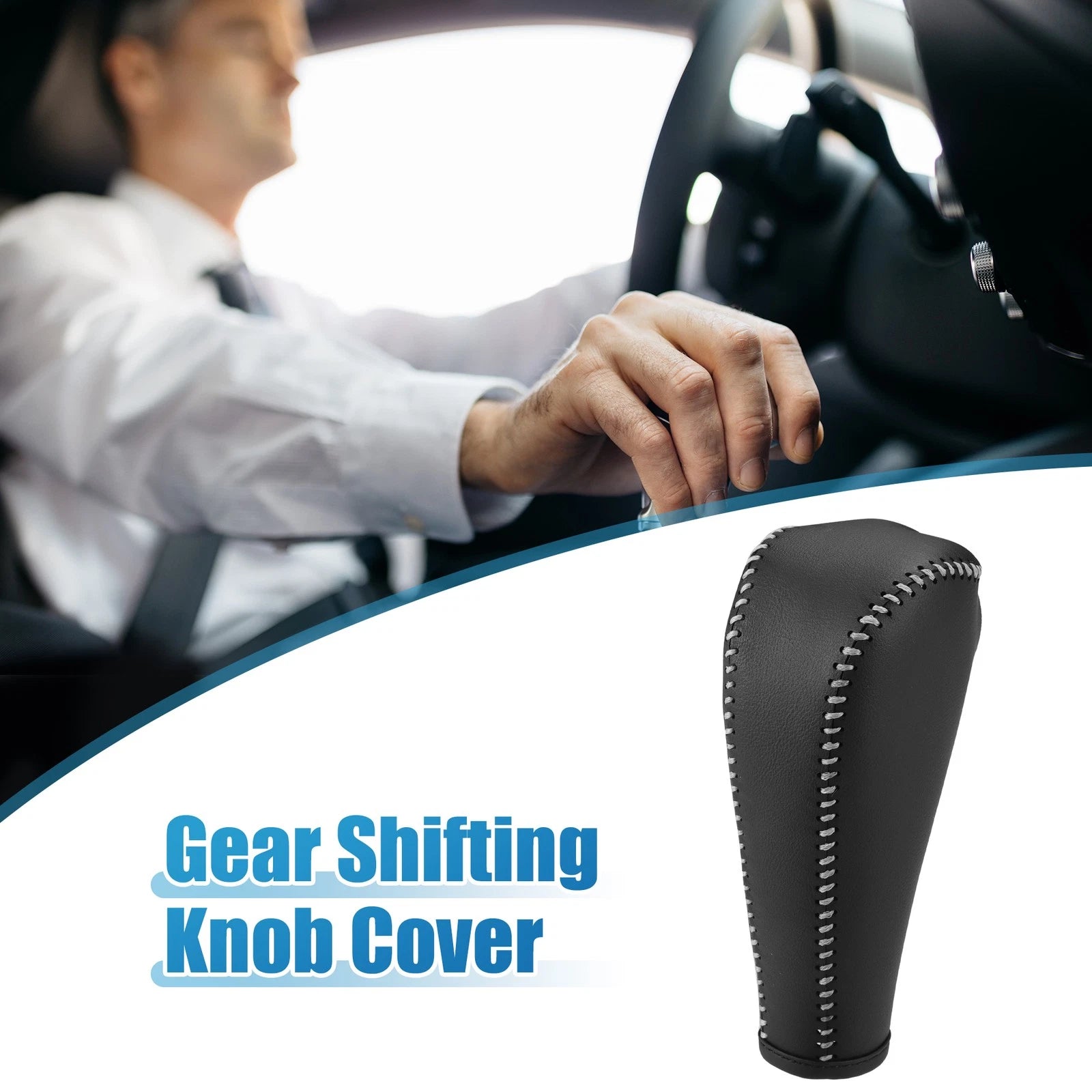 Gear Shift Lever Cover for Chevrolet Trax (2015–2021) Black Gray Stitches
