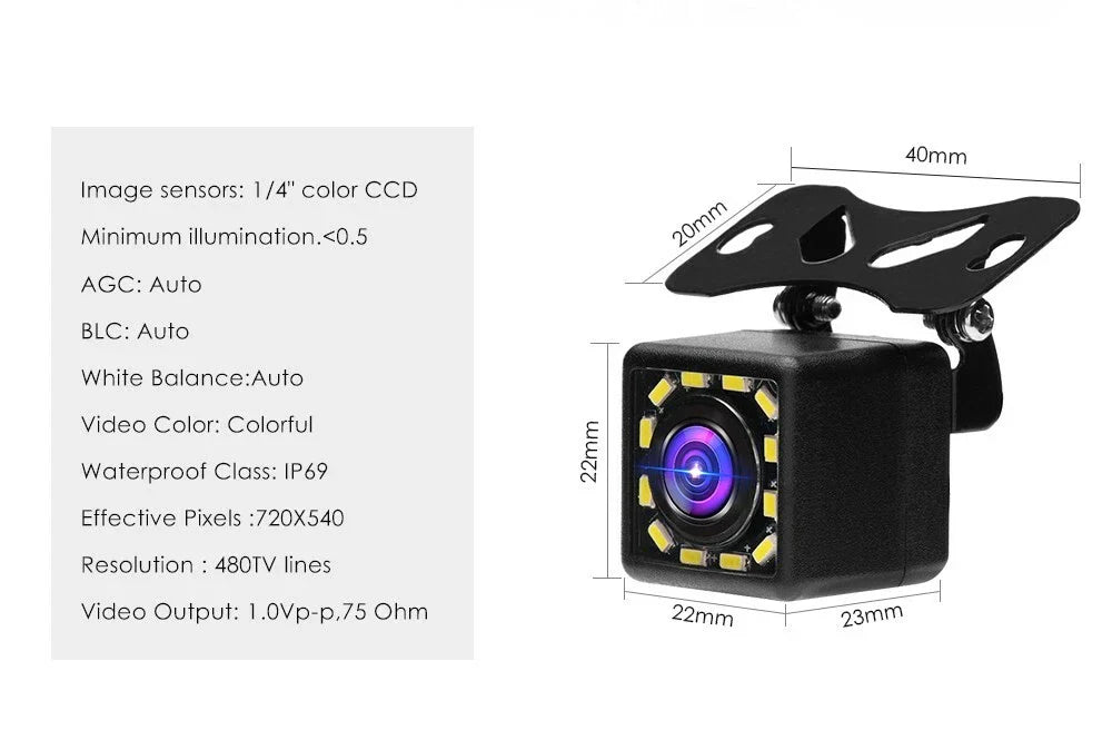 12 LED Car Reverse Rear View Backup Color Parking Camera for Jeep