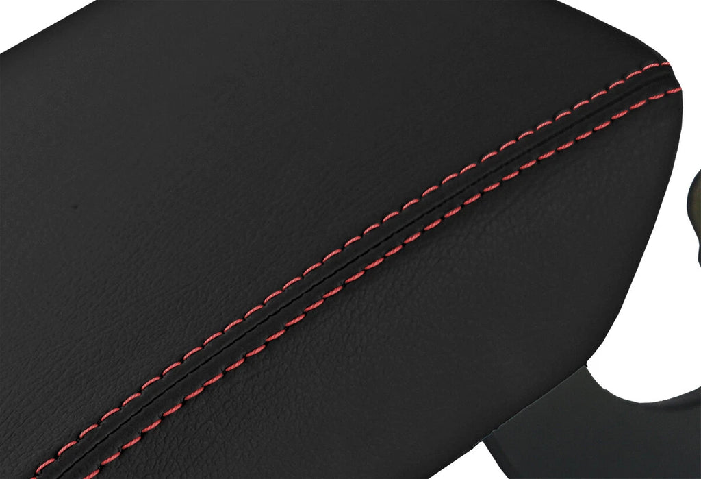 Leather Console Lid Armrest Cover for Audi A5 S5 (2008–2017) Red Stitch
