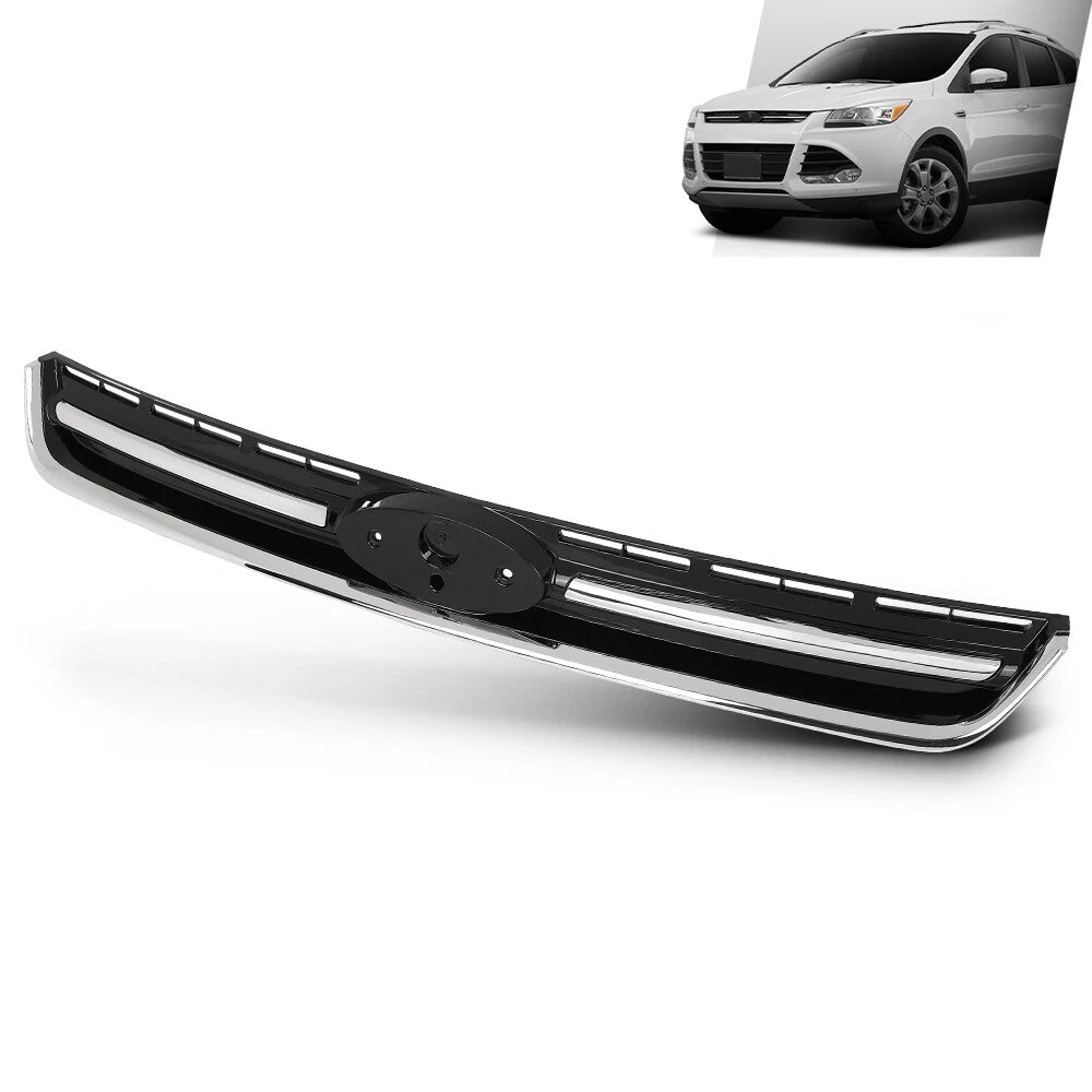 Front Upper Bumper Grille for Ford Escape (2013–2016) Black & Chrome