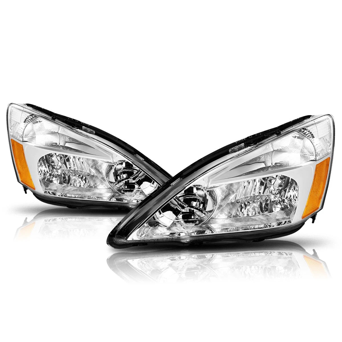 JDM Chrome Housing Headlight & Amber Side Corner Lamps for Honda Accord (2003–2007)