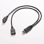 USB Y Splitter Cable Connector for Dual USB Female Jack (2.0A)
