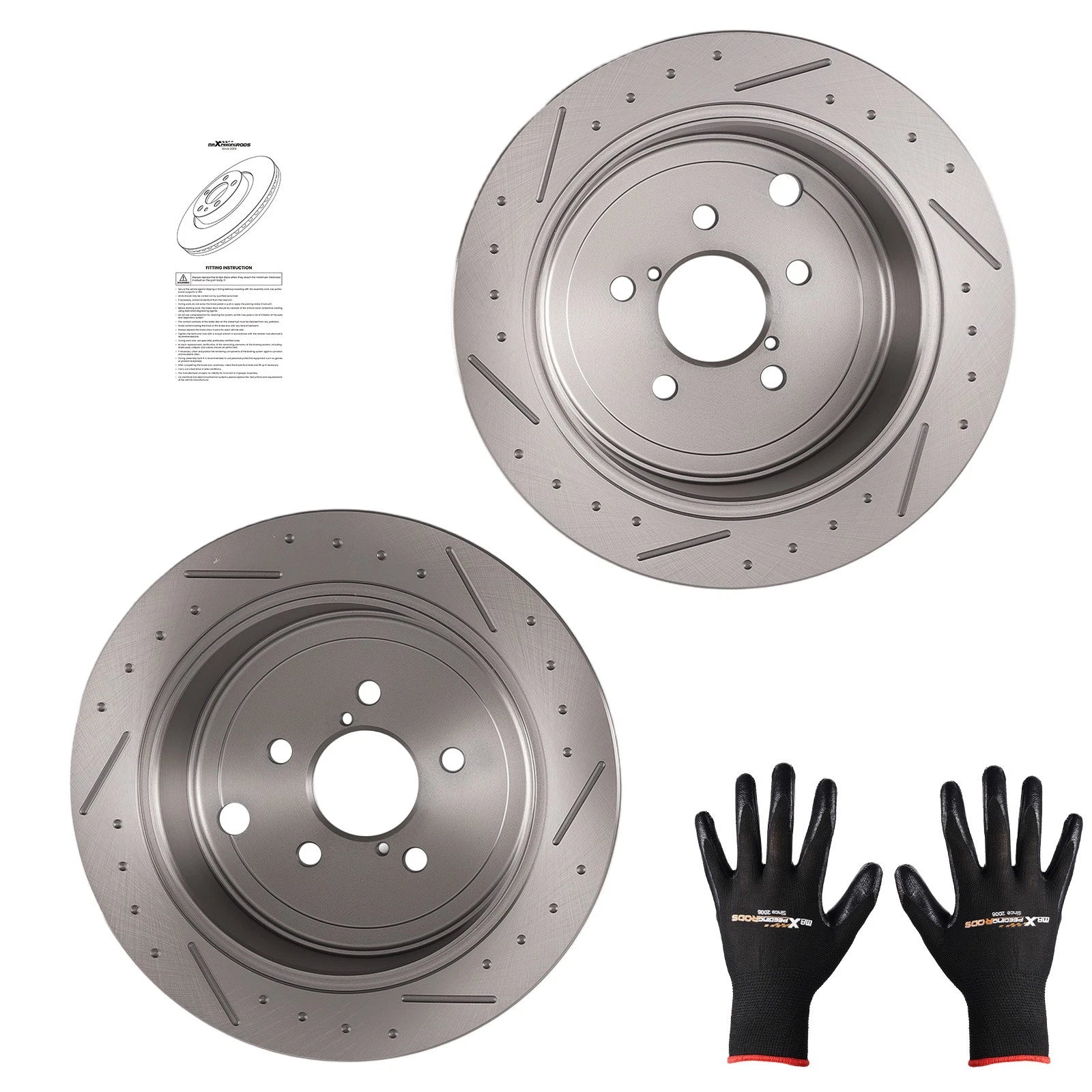 Set of 2 Rear Brake Rotors for Subaru Forester (2009–2013), Legacy (2010–2014)
