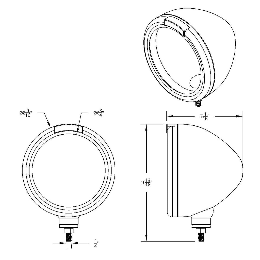 Headlight Assembly Replacement for Stainless Steel Classic Amber Lens (1994–2001)