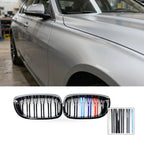 Gloss Black Dual Line Tri-Color Grille for BMW 3 Series E46 (1998–2006)
