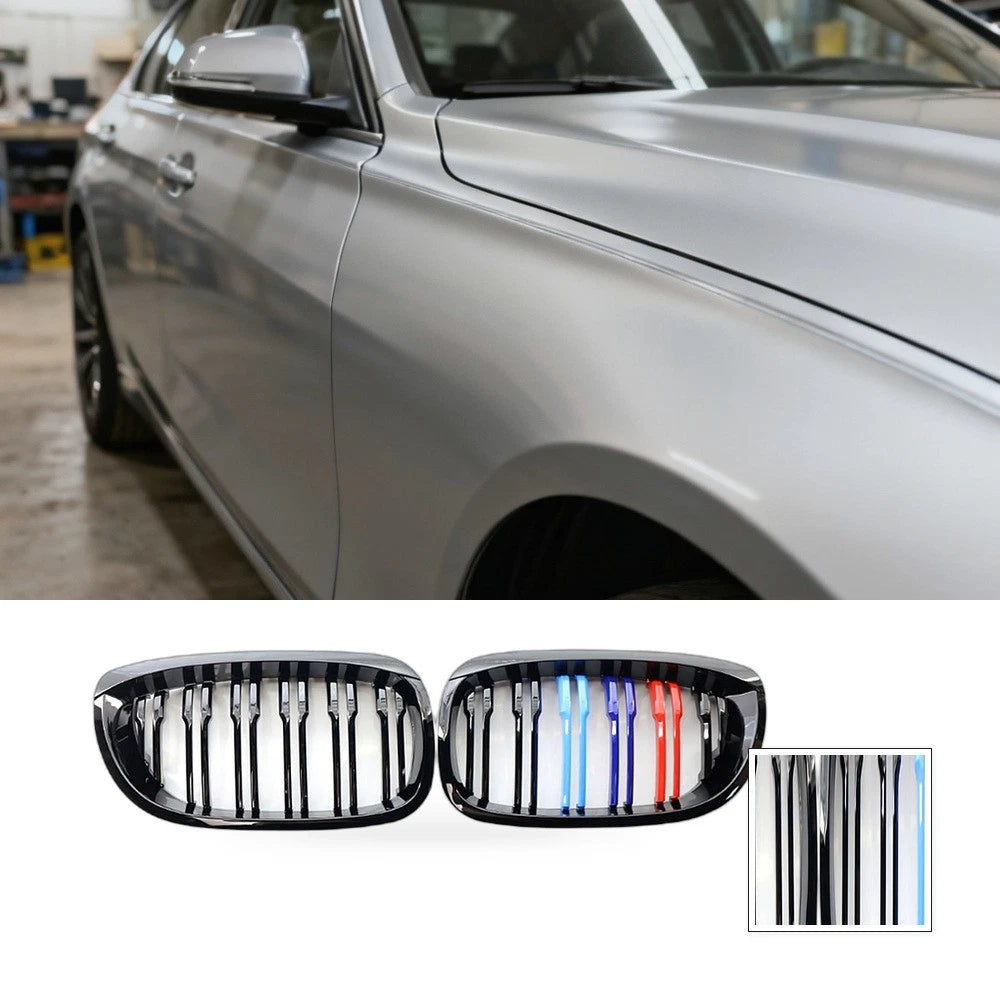 Gloss Black Dual Line Tri-Color Grille for BMW 3 Series E46 (1998–2006)
