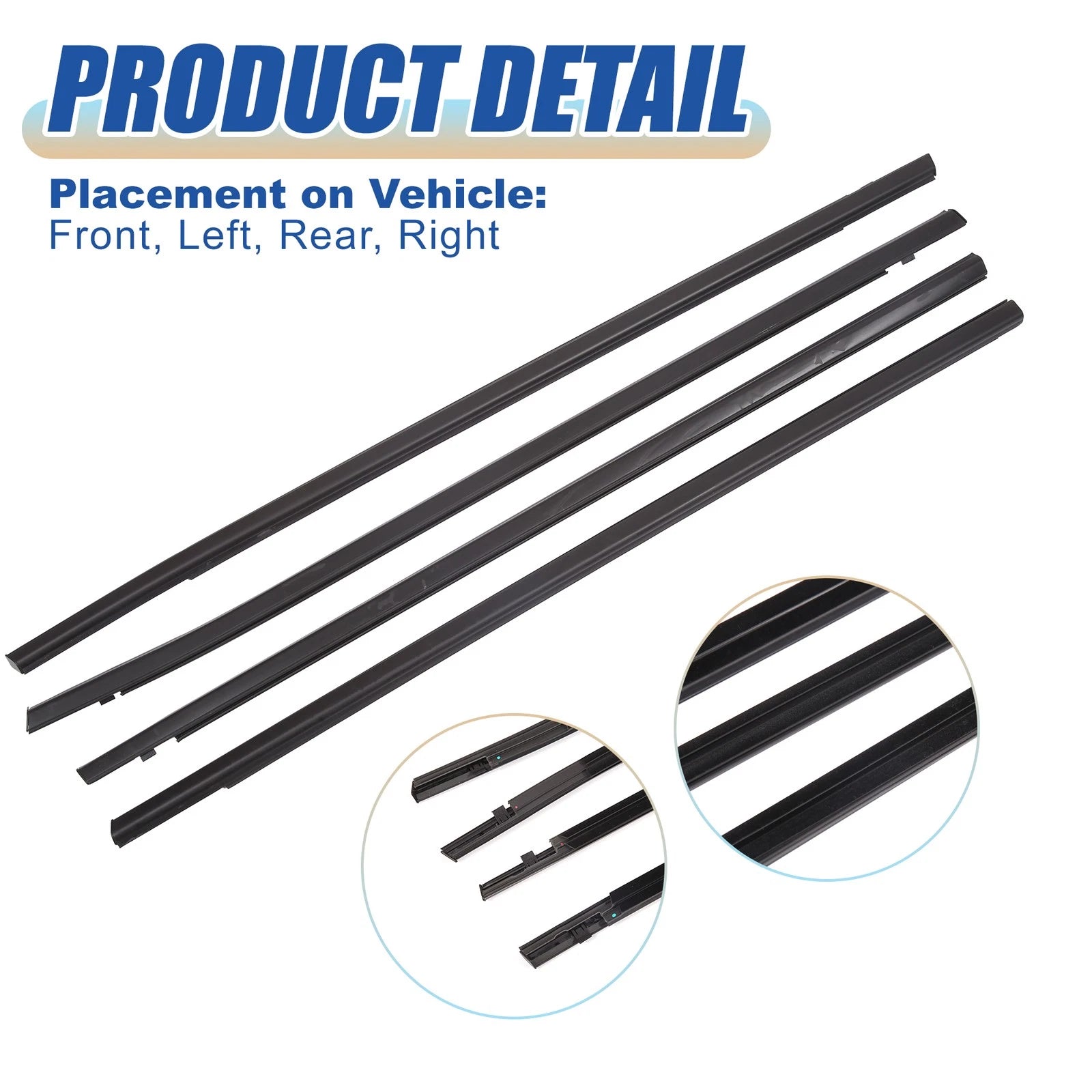 Set of 4 Window Seal Weatherstrip Trim for Honda Civic Sedan (2016–2019)