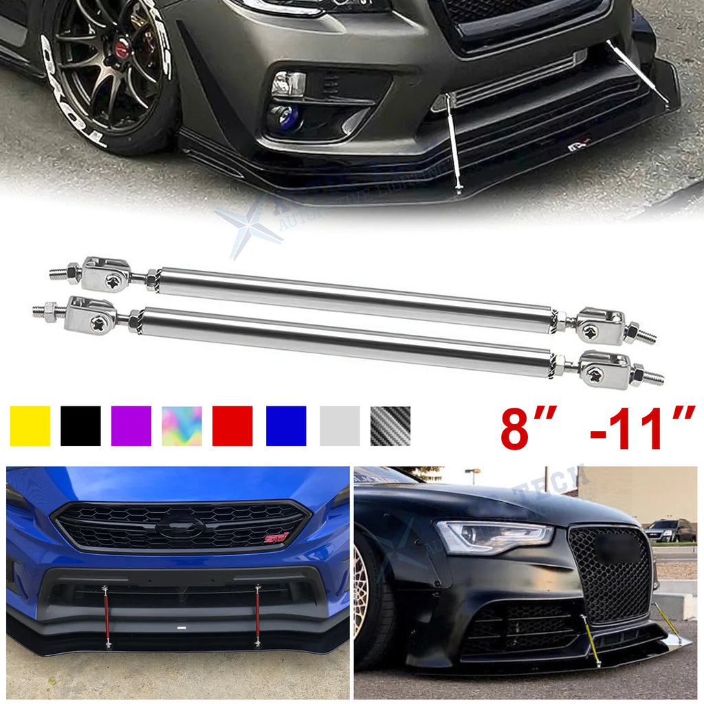Universal 8–11" Bumper Lip Splitter Strut Rod Support Bars (2010–2020)