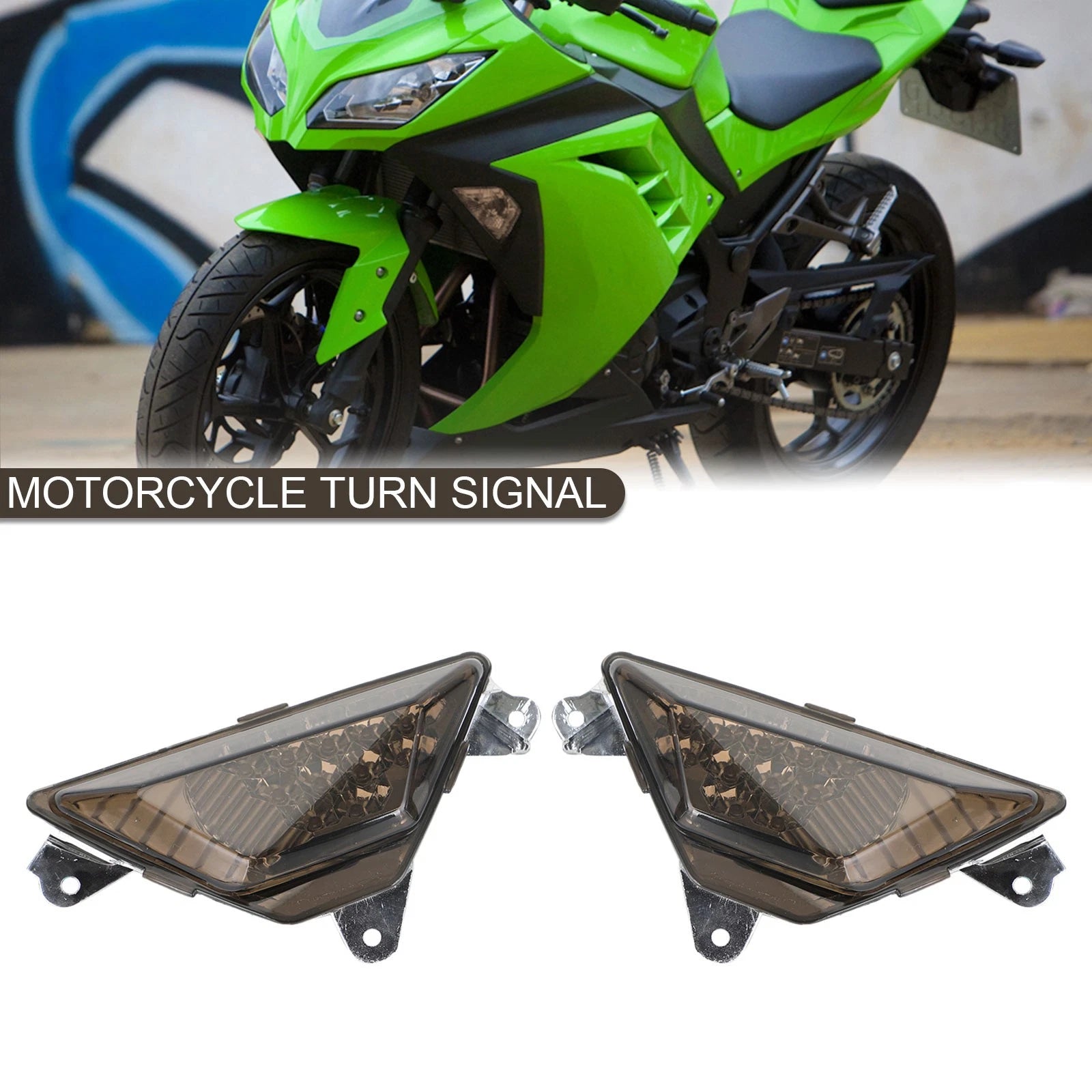 LED Front Turn Signal Light for Kawasaki Ninja 250 300 400 650 1000 ZX6R (–)