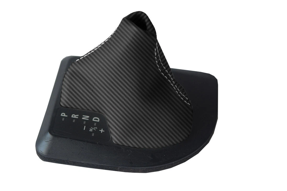 Automatic Shift Boot Cover for BMW X3 (2003–2010) Carbon Fiber Gray Stitch