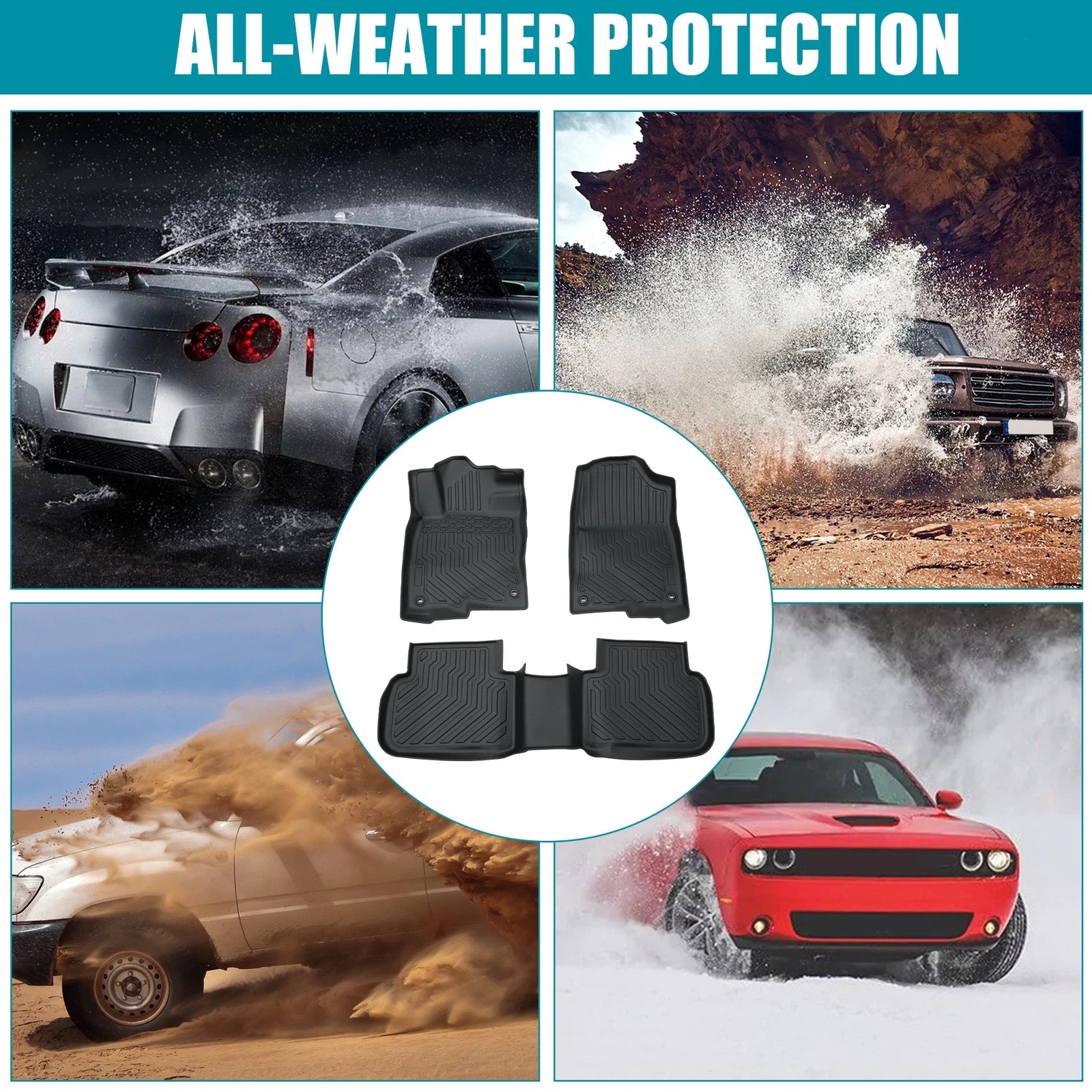 Set of 4 TPE Rubber All Weather Floor Mats for Honda Civic (2022–2023)