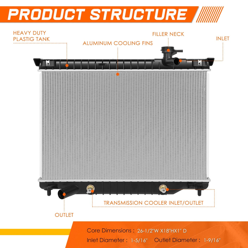 Aluminum Core Radiator for GMC Envoy XL XUV/Chevy Trailblazer 2002–2009 DPI-2458