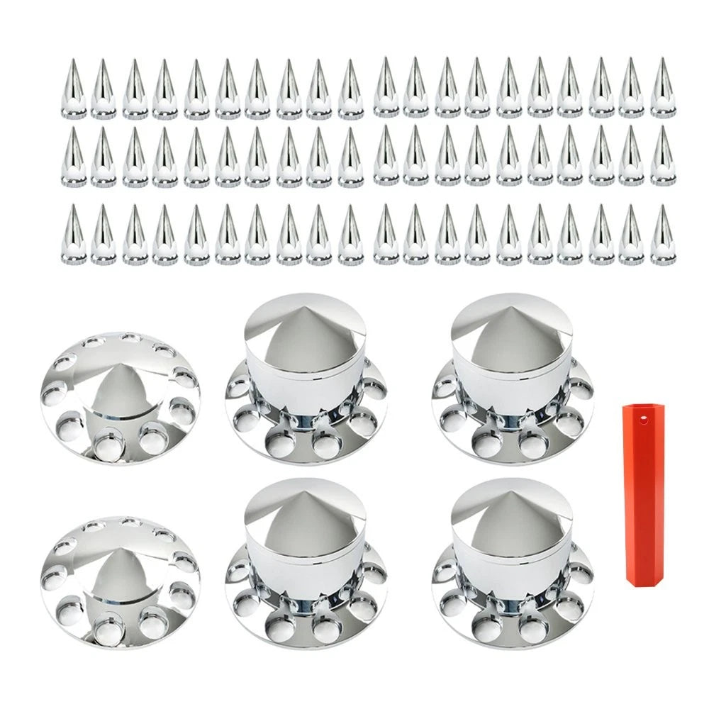 Chrome Hub Cover Kit for Semi Truck (Fits 33mm Axle)
