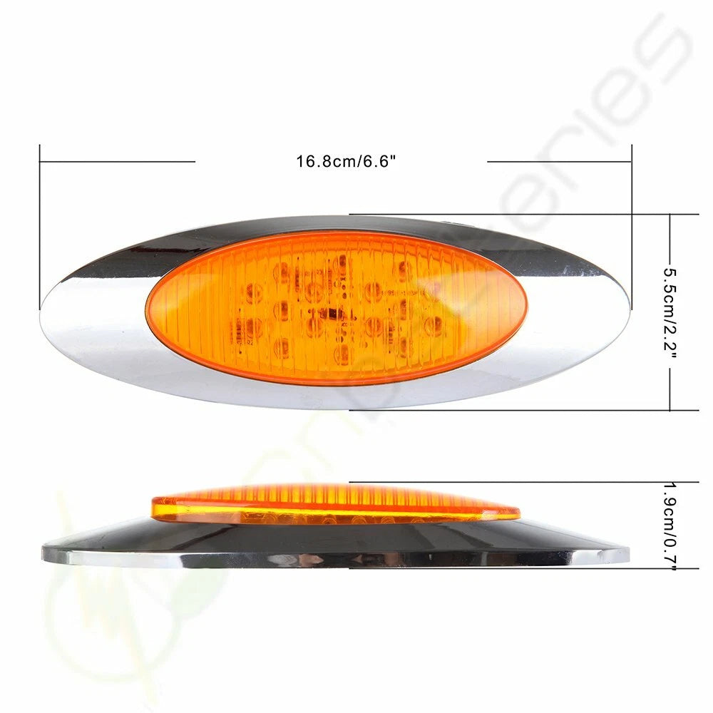 5X 6.5in Amber Oval Cab Signal Light w/Chrome for Peterbilt Cascadia (2016)
