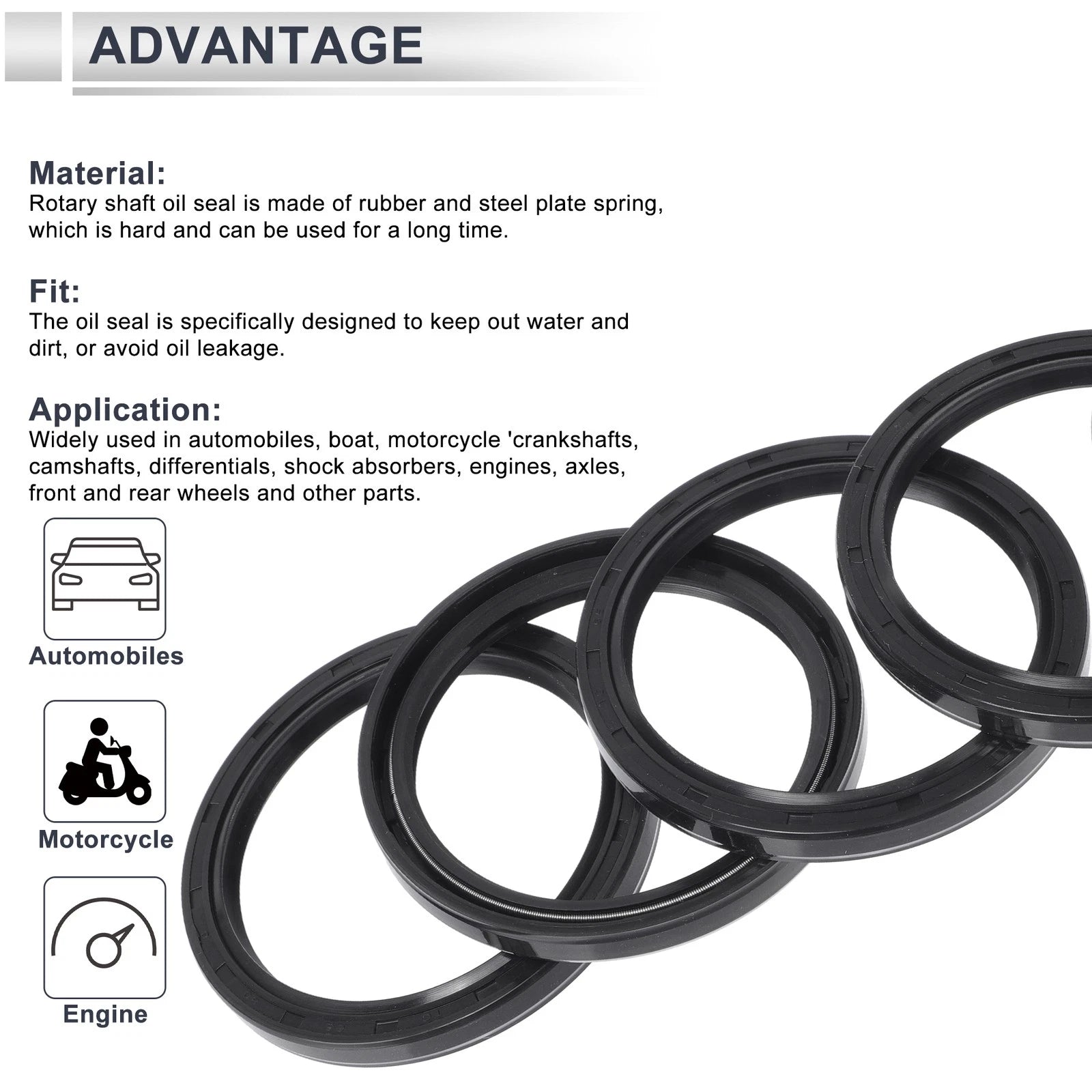 Set of 5 Oil Seal Rotary Shaft Seal NBR Rubber 65x80x8mm