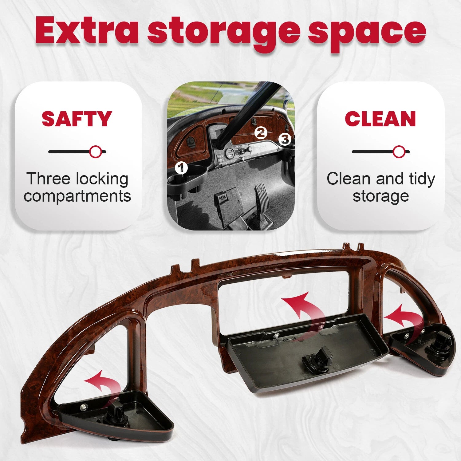 Dash Cover for Club Car Precedent/Onward (2008.5-Present) Wood Grain