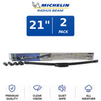 Set of 2 Michelin Radius Beam Wiper Blades 21" Curved All-Weather