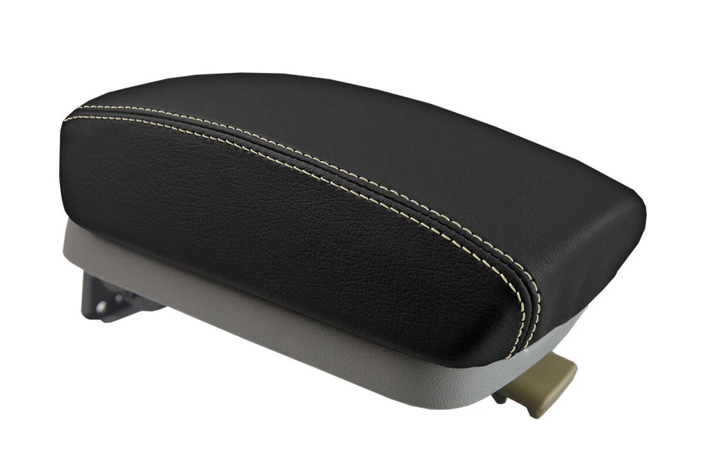 Leather Console Lid Armrest Cover for Hyundai Sonata (2006–2010) Beige Stitch