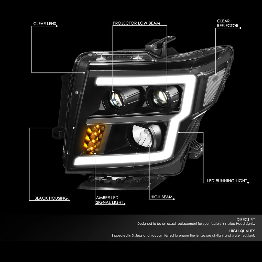 Projector Headlights for Nissan Titan XD (2016–2024) w/LED DRL Signal Black Clear