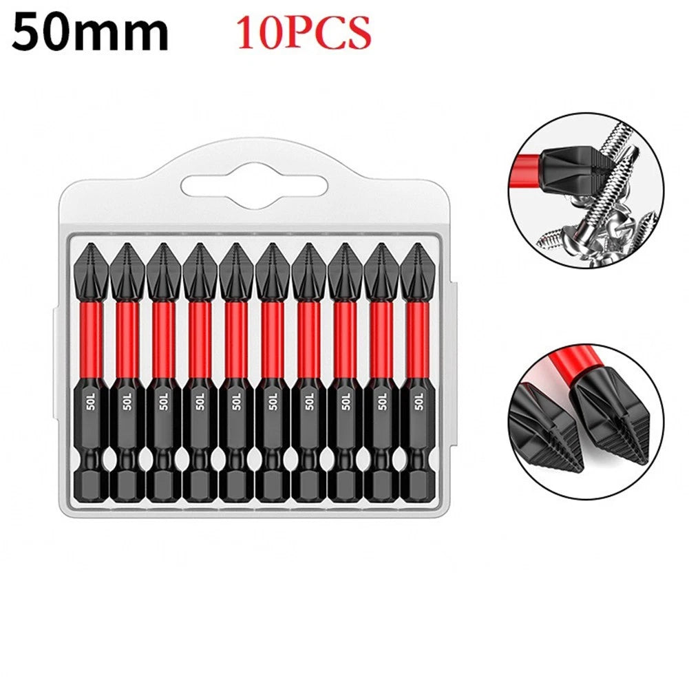 10 Pack Anti Slip Long Drill Bits with Magnetic PH2 Screwdriver Set