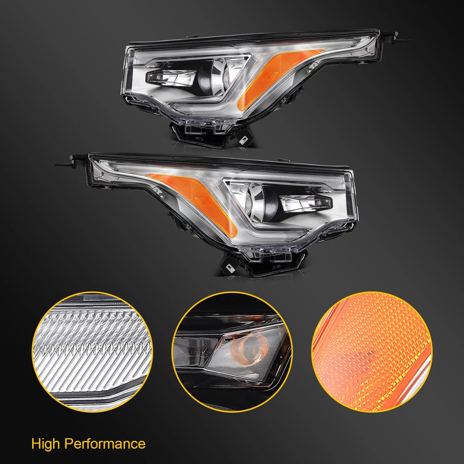 2X LED Headlight Assembly for GMC Acadia (2017–2019) Chrome Housing