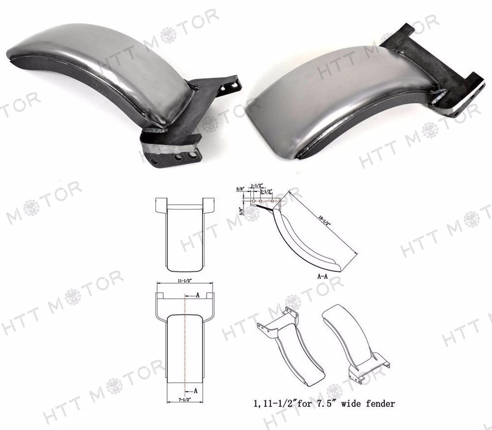 7.5" Wide Rear Fender Strutless for Harley Softail (Fits )