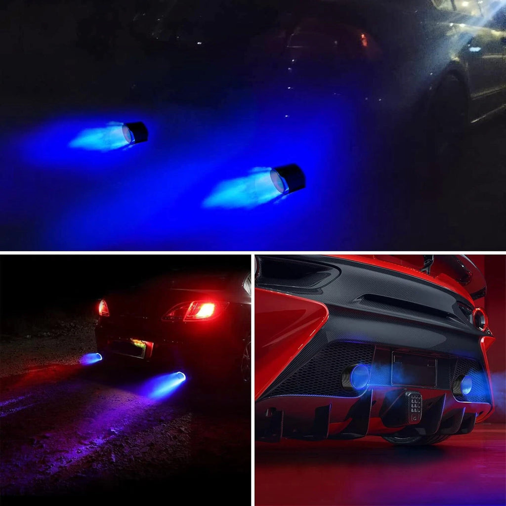 2X LED Muffler Tip Tail Pipe for Universal Fit (Carbon Fiber)