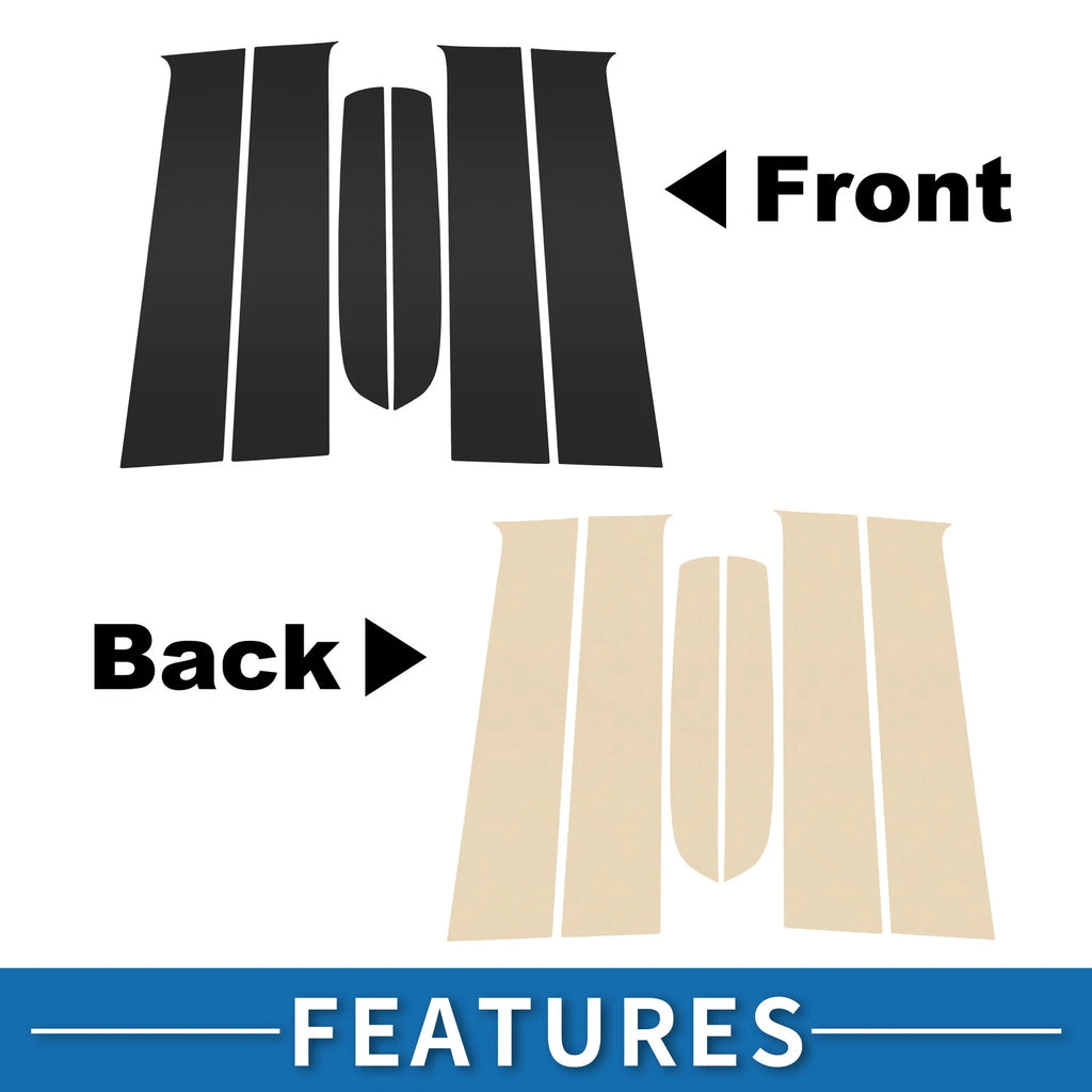 Set of 6 Door Pillar Window Trim for Ford Ranger (2023–2024) Black