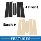 Set of 6 Door Pillar Window Trim for Ford Ranger (2023–2024) Black