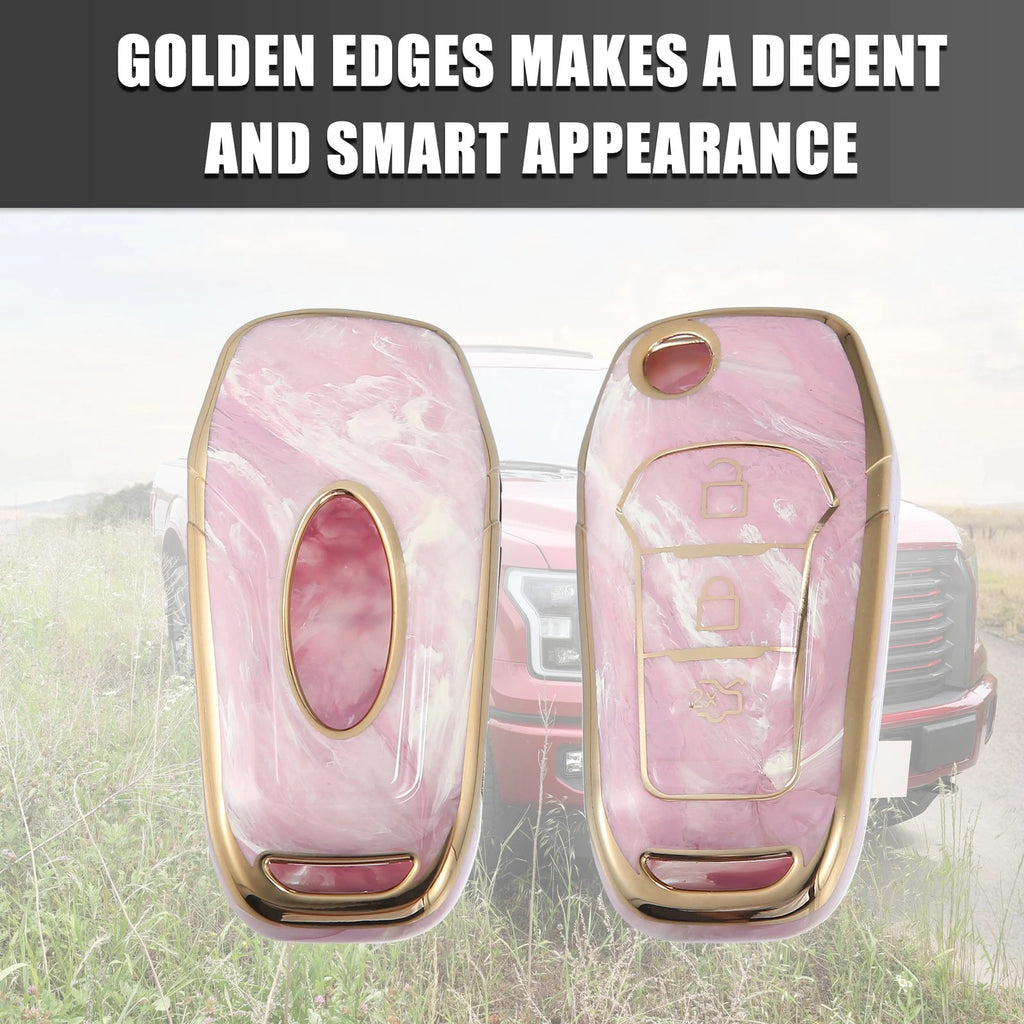 Key Fob Remote Control Cover 3 Button TPU Shell Pink for Ford F150 (2015–2018)