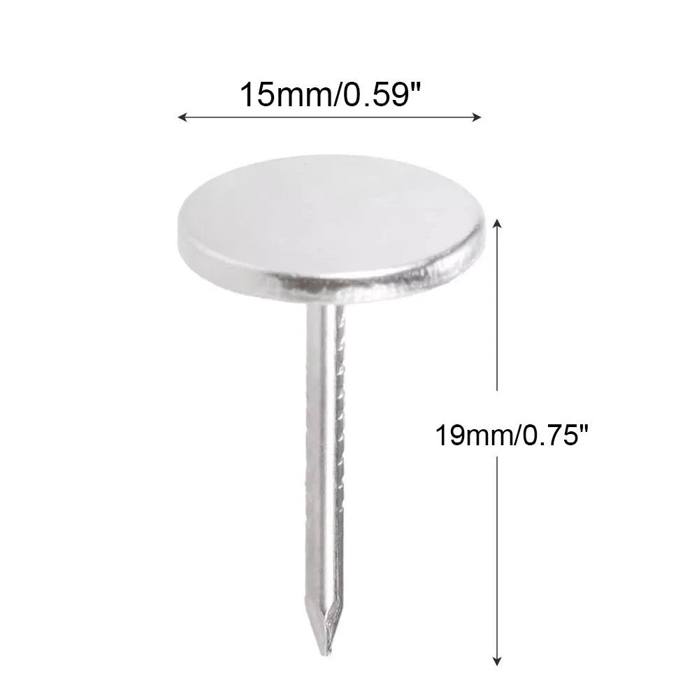 100X Silver Upholstery Nails for Furniture Hardware (Push Pins)