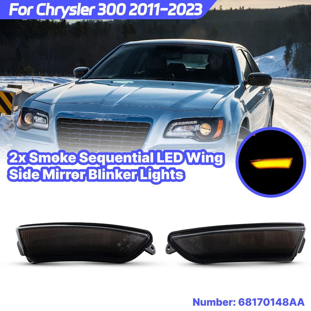 2x Sequential Wing Mirror Turn Signal Lamp for Chrysler 300 (2011–2023)