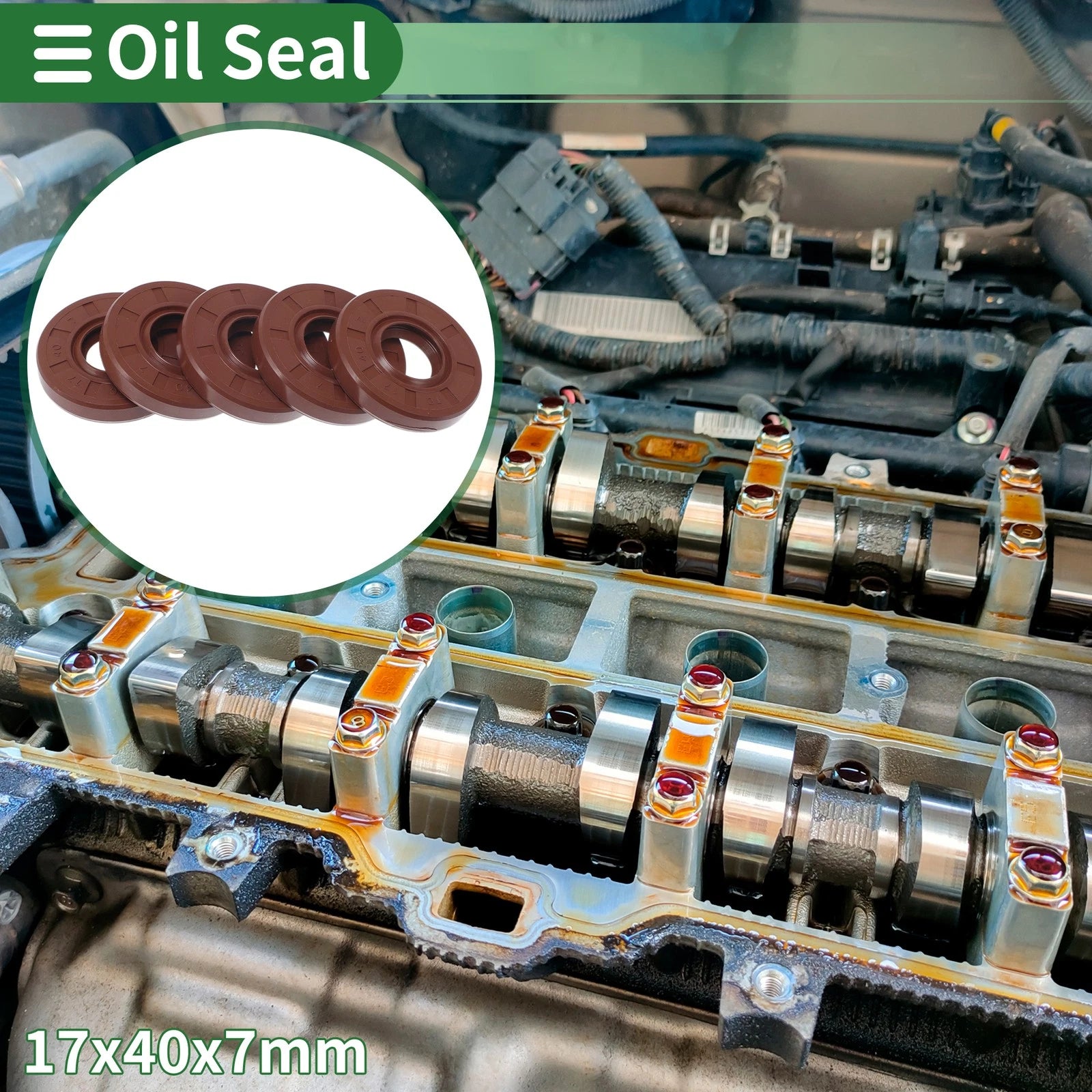 Set of 5 Oil Seal Rotary Shaft Seal FKM Rubber 17x40x7mm