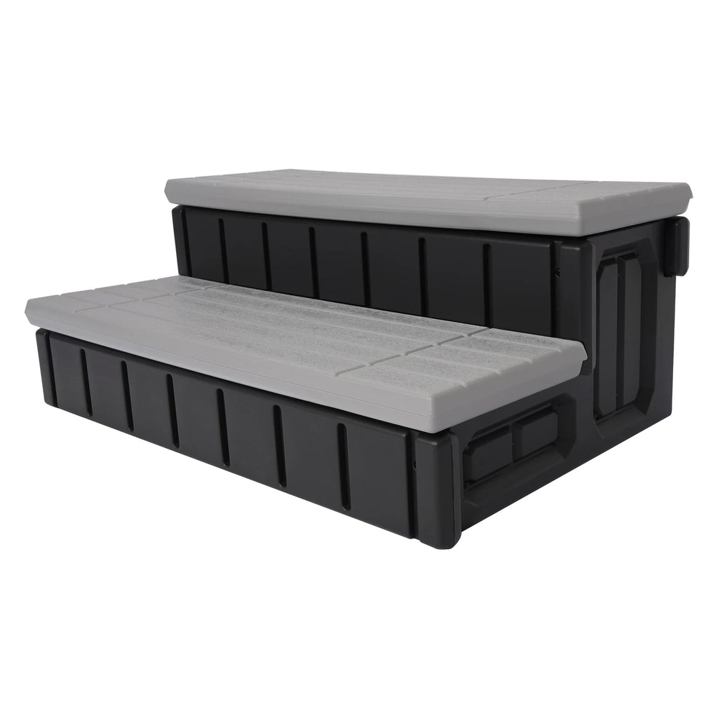 2-Step Hot Tub Spa Steps for Patio (36", Slip-Resistant, Hidden Storage)