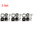 Set of 3 Carburetor Rebuild Kits for Zama C1U-W18 C1U-W18A C1U-W24
